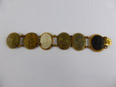 A Part Continental Silver Gilt Cameo Bracelet, the bracelet includes six individual cameos of a