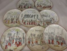 Eight French ceramic plates by Depose, depicting "Via de `Caserne".