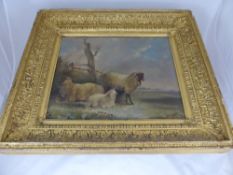 Victorian Original Oil on Canvas, depicting a Pastoral Scene, approx 41 x 34 cms, presented in a