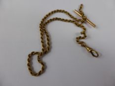Antique 14 ct Gold Rope Fob Chain, approx 17.5 gms