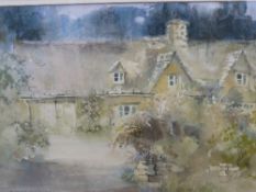 Audrey Hammond - an original watercolour on paper depicting ‘Cottage at Temple Guiting’ framed and