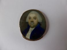 A circa 1790 Portrait Miniature on Ivory, depicting a gentleman, the miniature set in a rose gold