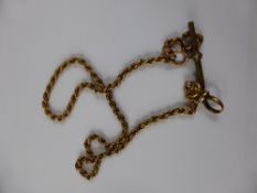 Antique 14 ct Gold Rope Fob Chain, approx 16 gms