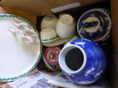 Miscellaneous Porcelain, including a Chinese blue and white vase depicting blossom, Chinese blue and