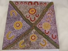 Maureen Purvis Kngwarreye, (Aboriginal Artist) Acrylic on Canvas, approx 30 x 30 cms.