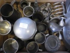 Quantity of Hammered Pewter, including plates, mugs and coasters etc
