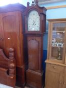 Circa 19th Century Oak Long Case Clock, the hand painted face by S.Handcomb Woburn, having minute