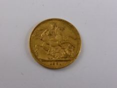 A solid gold Victorian 1891 full sovereign.