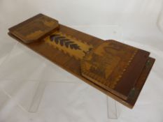 Victorian Fruitwood Book Slide inlaid with floral design and carved with an image of Abbey ruins.