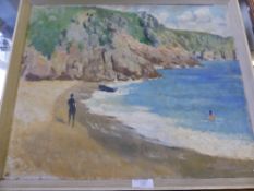 Original Oil on Canvas, Impressionist Scene of Cornwall, signature and title bottom left, approx