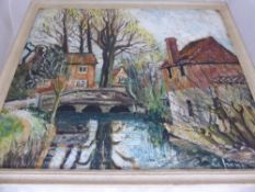 George Haan, (British) 1900-1979, Original Oil on Board, entitled `Wylye Wiltshire`, approx 60 x