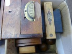 Miscellaneous wooden boxes including antique Gledhill & Sons Ltd cash till No. 615105 and two wooden