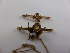 Edwardian 9 ct gold and Citrine and Moonstone Brooch, in the form of a insect together with a seed