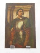 A 19th Century Original  Oil on Canvas 3/4 portrait, depicting a knight in armour, unframed, approx