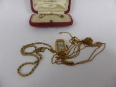 Miscellaneous Gold Jewellery, including two 9ct gold chains, turquoise bar brooch and a vintage