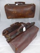 Three Vintage Leather Gladstone Bags.