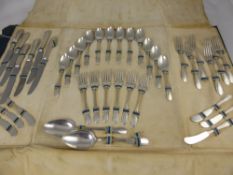 A Sterling Silver Set of Flatware, stamped with import hallmarks possibly American, all in its