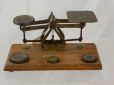 Antique Postal Scales, with a large quantity of brass weights.
