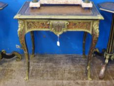 A Late 19th Century French Boulle Desk, the top with brass and tortoise shell inlay on ebonized