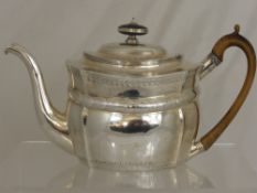 Solid Silver Georgian Tea Pot, London hallmark, engraved ?Gratias Gratice Edward Sutcliffe?, m.m