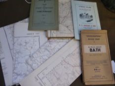 Miscellaneous Vintage Maps, including Geographia Road Map of Bath, Street Plan of Gloucester, East