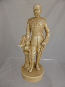 A Cream Ware Porcelain Figure depicting Lord Roberts V.C.G.B., 28 cms high, together with a marble