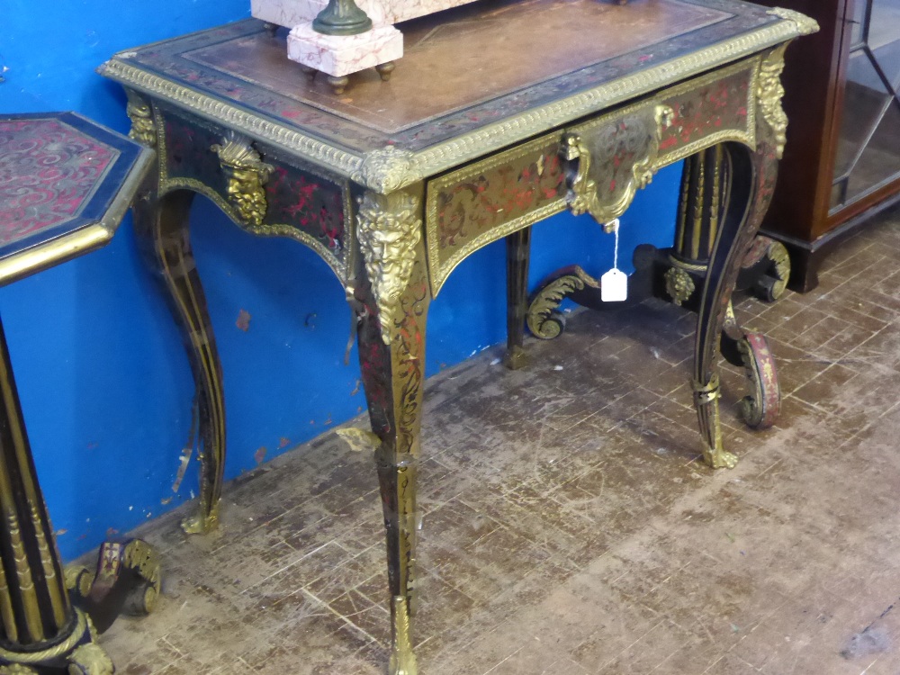 A Late 19th Century French Boulle Desk, the top with brass and tortoise shell inlay on ebonized - Image 2 of 2