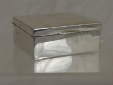 Solid Silver Cigarette Box, Chester hallmark, m.m rubbed, dated 1908, approx 350 gms