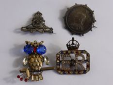 Miscellaneous Costume Jewellery, ER II brooch, silver Regimental Marcasite brooch, silver florin