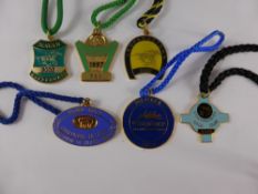 Six metal racecourse members badges from Irish racecourses - Down Royal, Downpatrick, Fairyhouse,