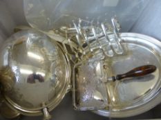 Miscellaneous Silver Plate, including knife rests, toast rack, salver, muffin dish, together with
