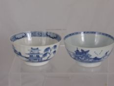 A Collection of Miscellaneous Blue and White Chinese Porcelain, including two rice bowls and a