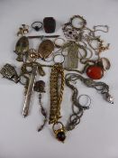 Miscellaneous Jewellery, including lockets, silver ingot, Victorian silver rattle, whistle top,
