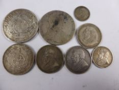 Miscellaneous Silver Coins, including South African five shilling circa 1800, 2.5 shillings dated