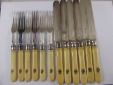 A collection of assorted silver plate incl. bone handled fish knife and fork in the original