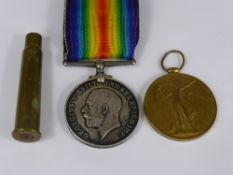 A WW1 1914 Chocolate Box together with a 1914 war medal, Great War & Victory medal, No. 756245 D.V.