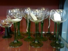Miscellaneous Green Stem Continental Hock Glasses