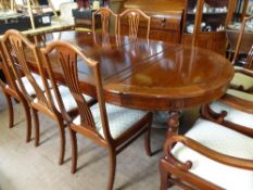 An Oval Oriental Fruit Wood Dining Table, reeded and turned legs with plug feet, approx. 114 x 217