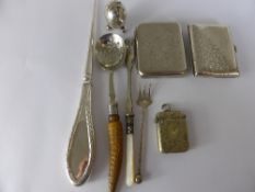 Collection of misc silver plate, including a card case, vesta together with solid silver Chester