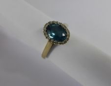 Lady`s 9 ct Yellow and White Gold Diamond and Aquamarine Ring, Size O, approx 2.2 gms.