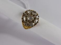 Antique Indian Yellow Gold Rose Cut Diamond Dress Ring, the ring set with nine stones, approx 60/75