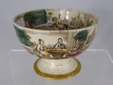 A Staffordshire Porcelain Footed Bowl depicting an oriental scene of ladies taking tea dated 1864,