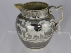 Circa 19th century Lustre Jug presented to Edward Morley 1814.  The jug depicting a rampant lion to