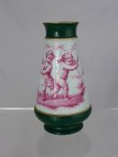 French Century posy vase, hand painted with children at play, dated 1870, approx. 13 cms.