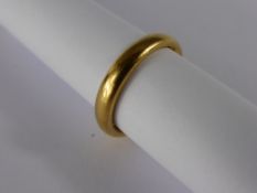 22 ct Yellow Gold Wedding Band, Size O, approx 6.4 gms