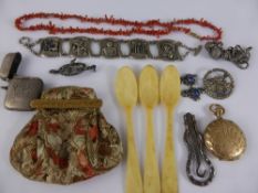 Collection of misc. collectables and jewellery incl. coral necklace, lady`s gold plated Waltham