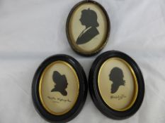 Two Oval Silhouettes depicting George and Martha Washington and a further silhouette depicting a