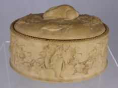 Wedgwood ceramic pie dish being of light brown glaze decorated with game birds and vines in relief,