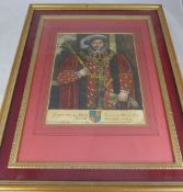 A Portrait Engraving of Henricus VIII Anglia, by H.Parker , framed and glazed.