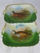 Two Porcelain Plates depicting pheasants together with a song bird.